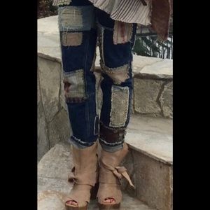 Free people patchwork jeans size 28